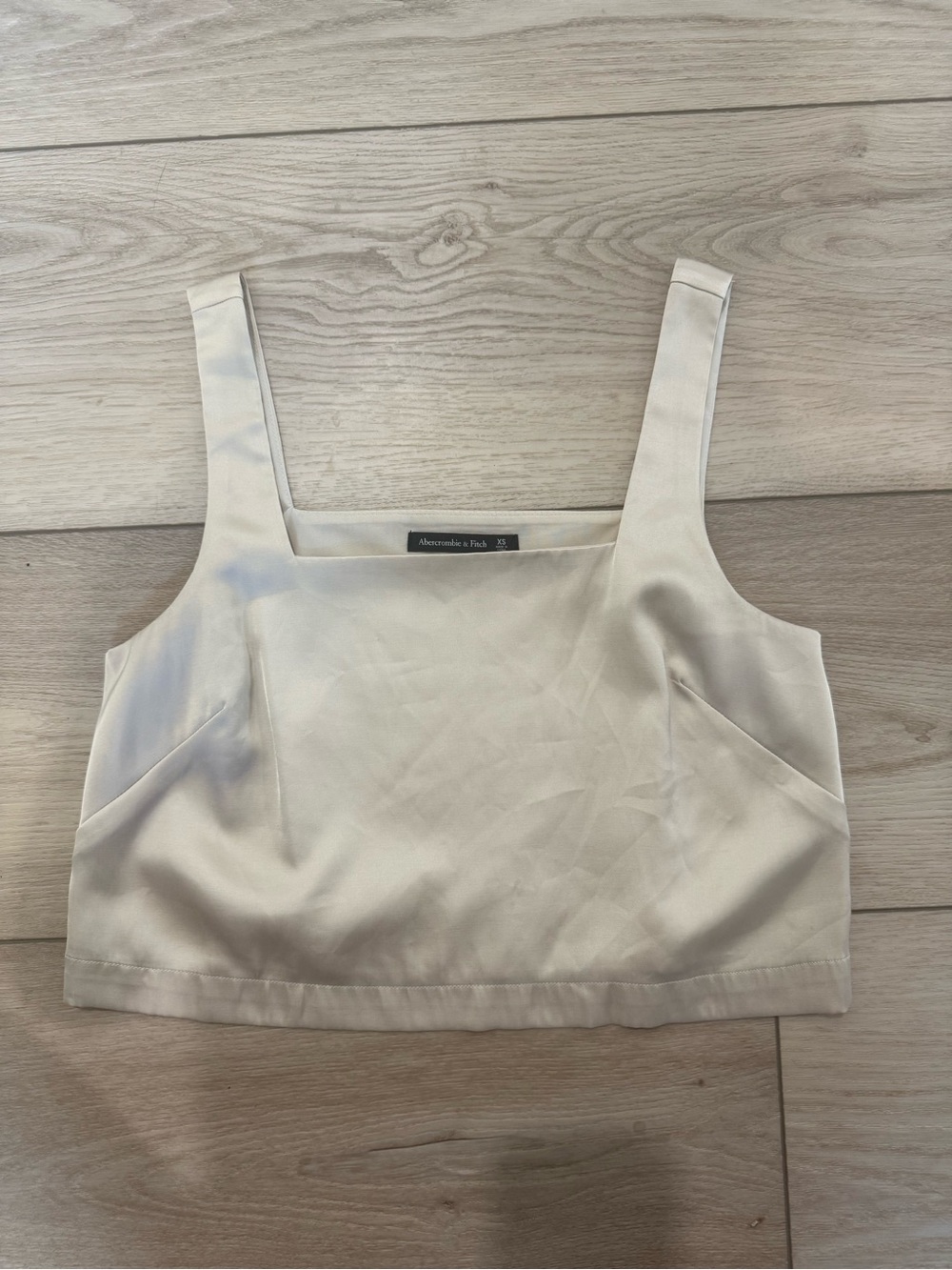 Abercrombie & Fitch Satin Cream Square-Neck Crop Top